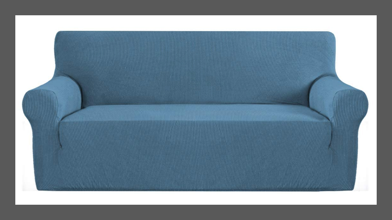 003 LightBlue DustBlue Jacquard Textured Cover for Standard and Reclining Sofas Couches Lounges - Trendy Home Decors and Furnishings