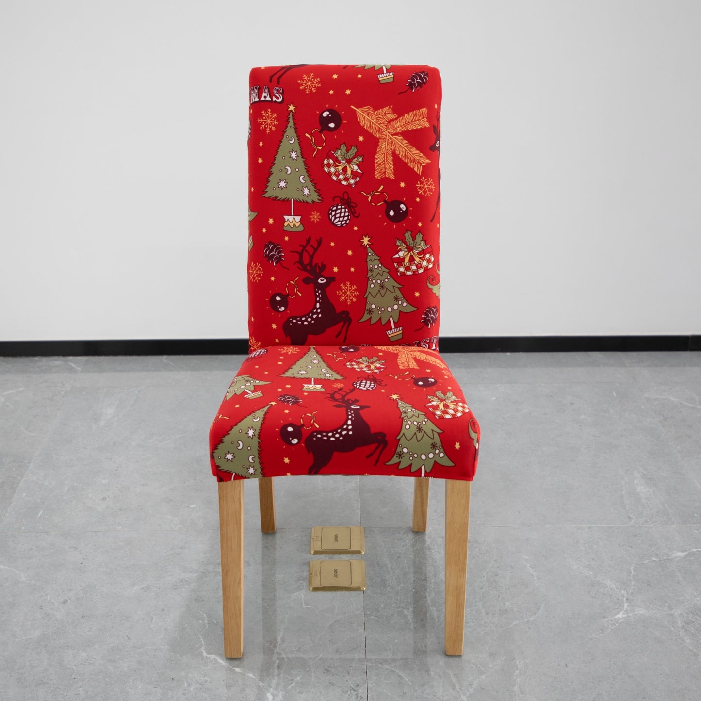 Christmas Dining Chair Covers Lycra - santa and reindeer design