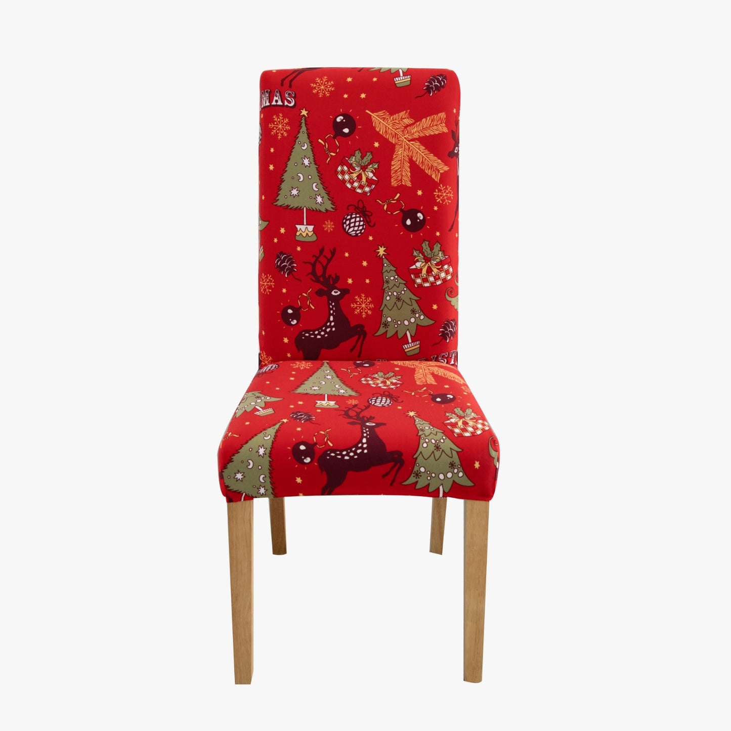 Christmas Dining Chair Covers Lycra - santa and reindeer design