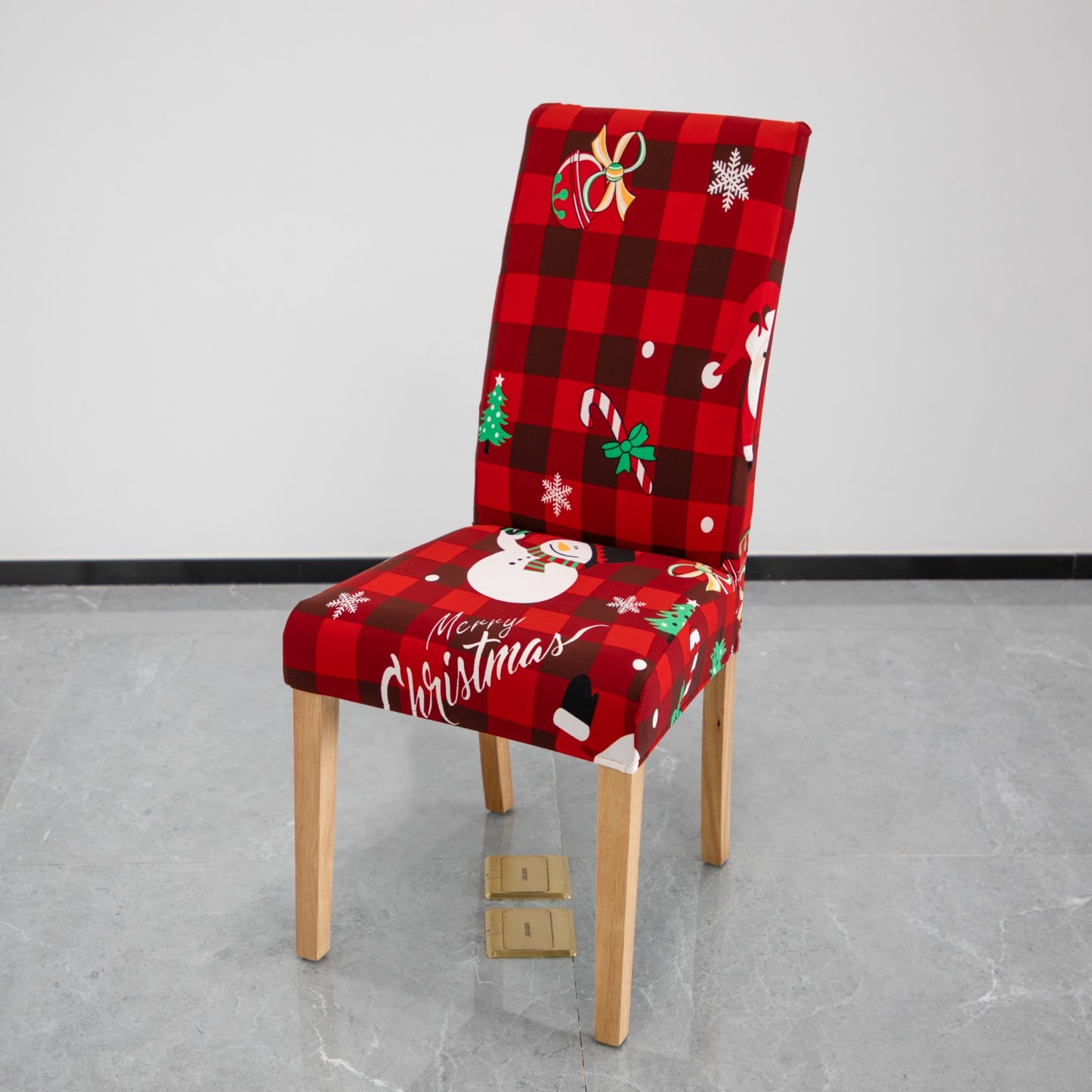 Christmas Dining Chair Covers Lycra - santa and reindeer design