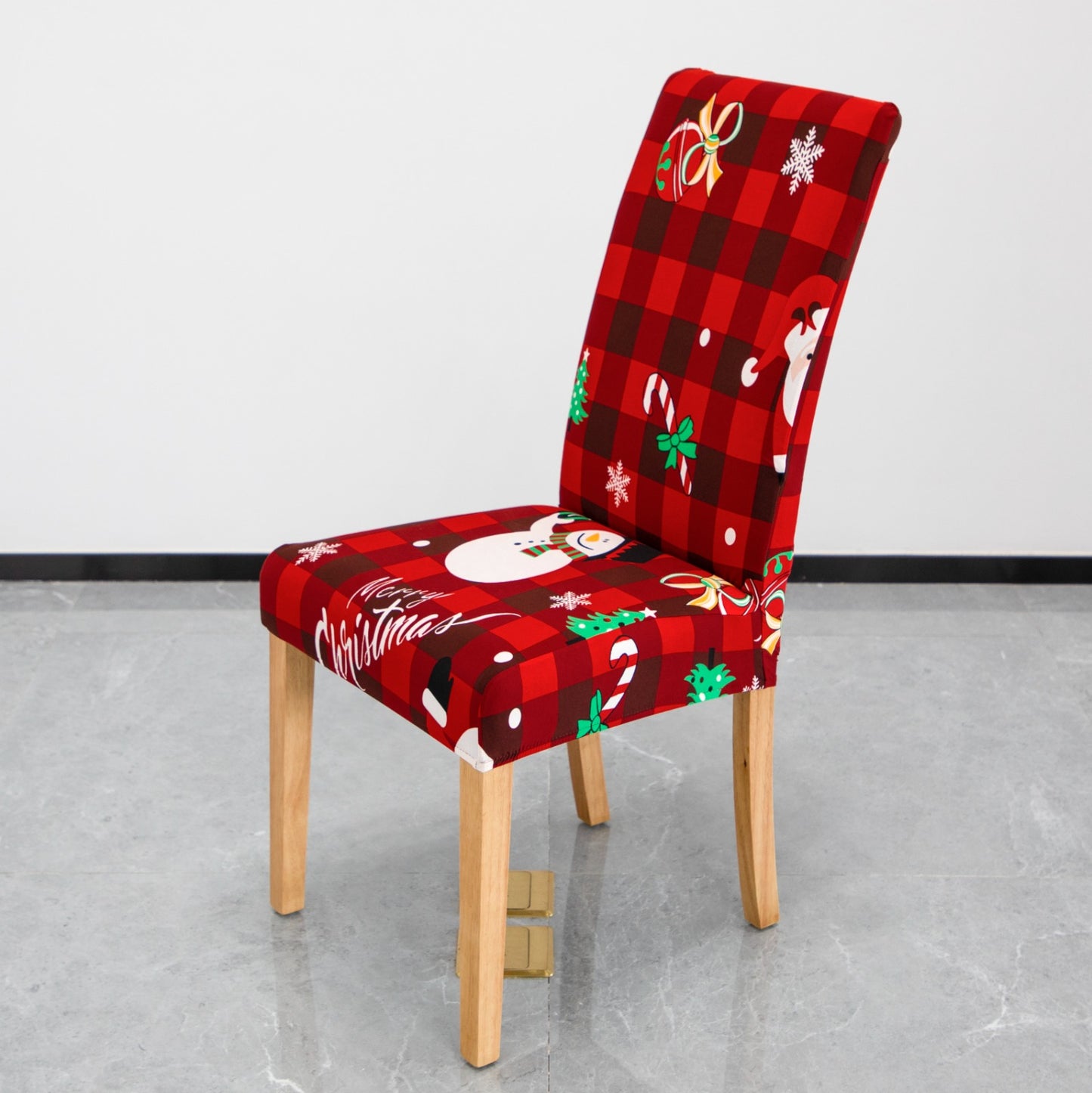 Christmas Dining Chair Covers Lycra - santa and reindeer design