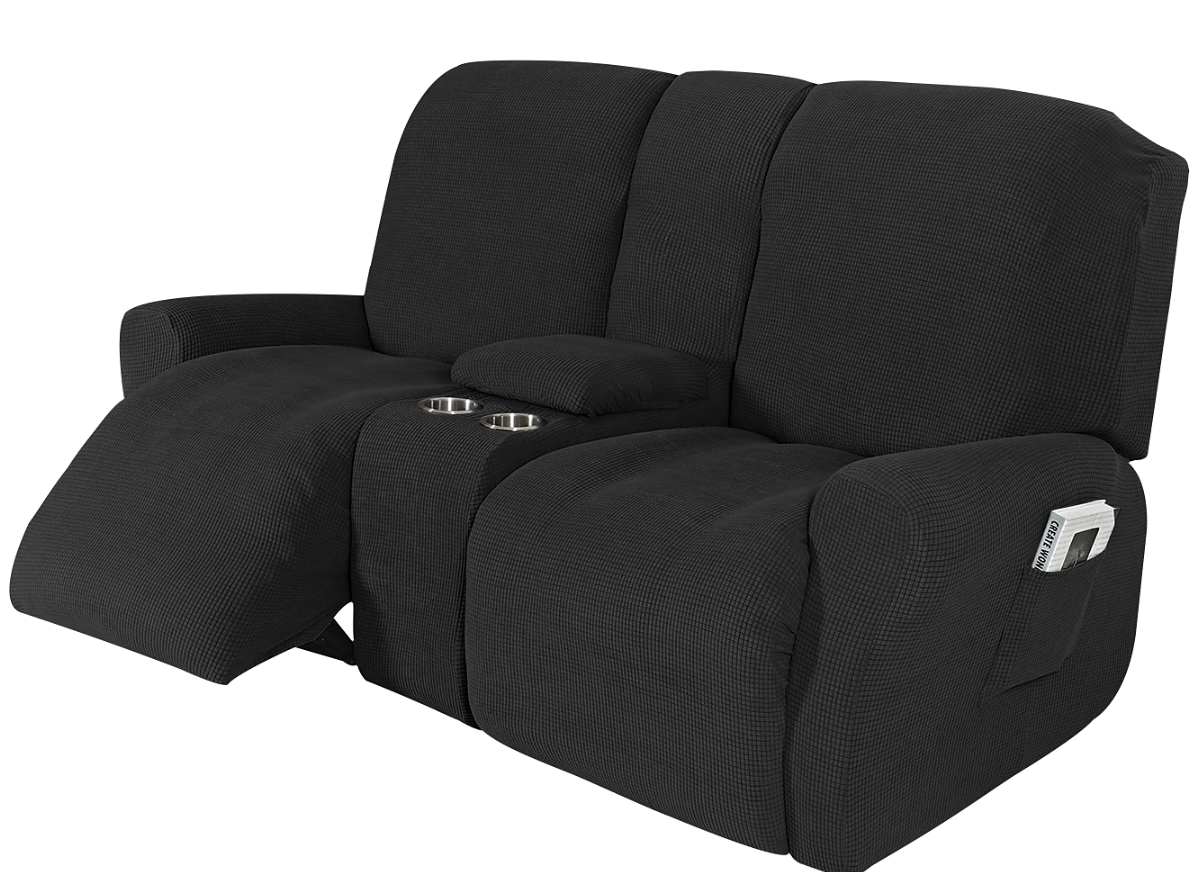 Black slip Covers in Jacquard fabric for Standard Reclining Sofas Couches Lounges Chairs