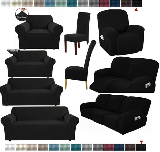 Black slip Covers in Jacquard fabric for Standard Reclining Sofas Couches Lounges Chairs