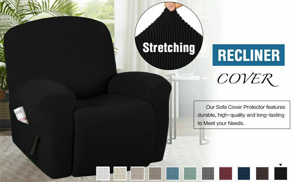 Black slip Covers in Jacquard fabric for Standard Reclining Sofas Couches Lounges Chairs