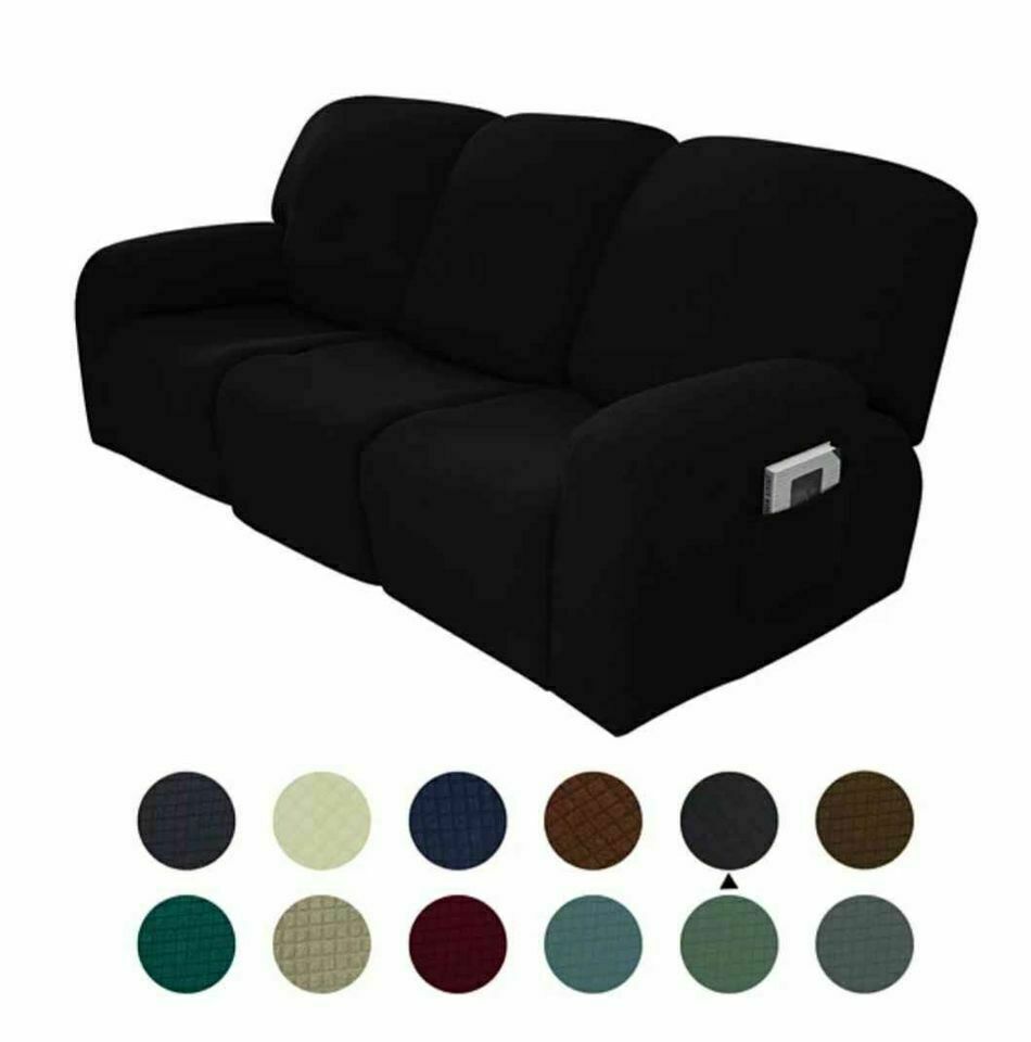 Black slip Covers in Jacquard fabric for Standard Reclining Sofas Couches Lounges Chairs