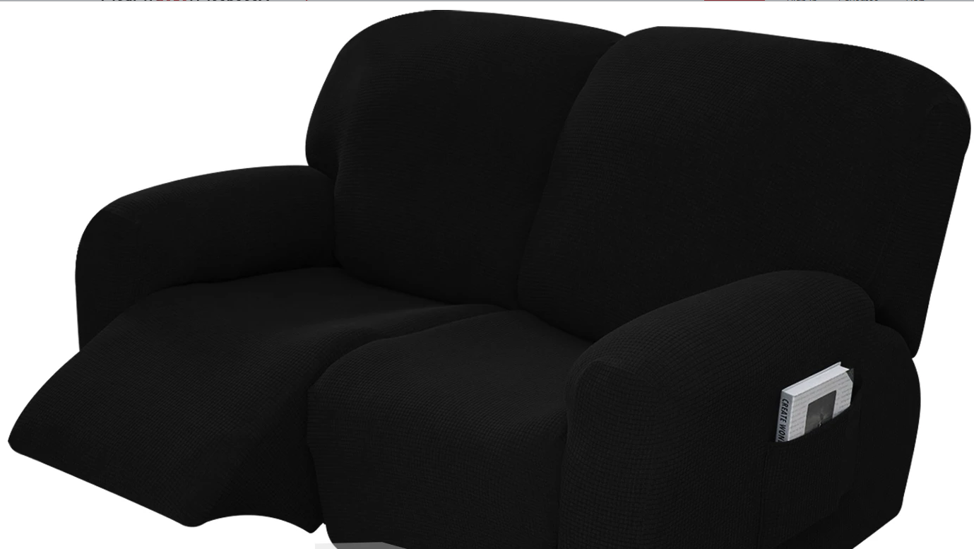 Black slip Covers in Jacquard fabric for Standard Reclining Sofas Couches Lounges Chairs