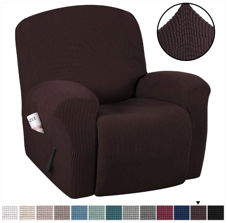 1seat Recliner Sofa Covers - Jacquard and Velvet Fabric - Furniture Protector Washable Slip Cover