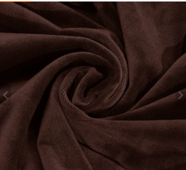 0000-Chocolate Brown Velvet Fabric Stretch Covers Trendy - Trendy Home Decors and Furnishings