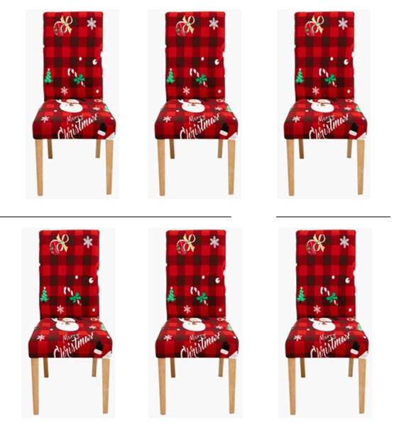 Christmas Dining Chair Covers Lycra - santa and reindeer design