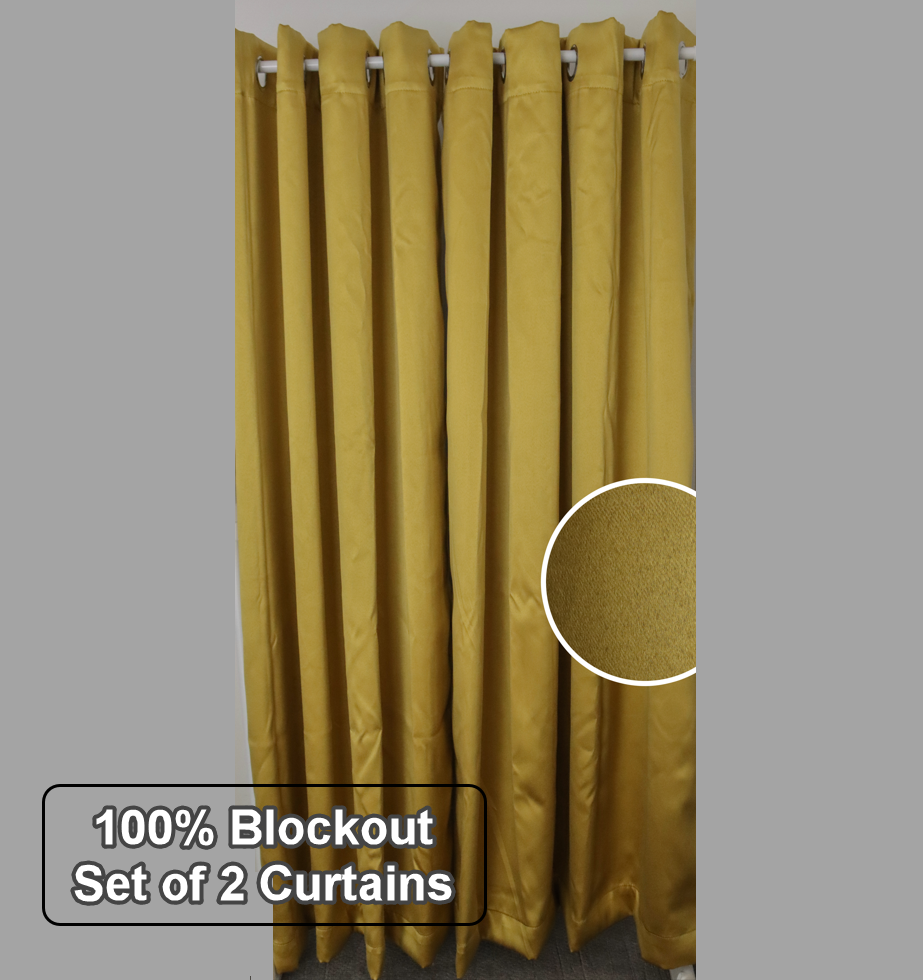 0001 Luxurious Velvet-Satin 100% Blockout Eyelet Curtains 2 in a pack - Trendy Home Decors and Furnishings