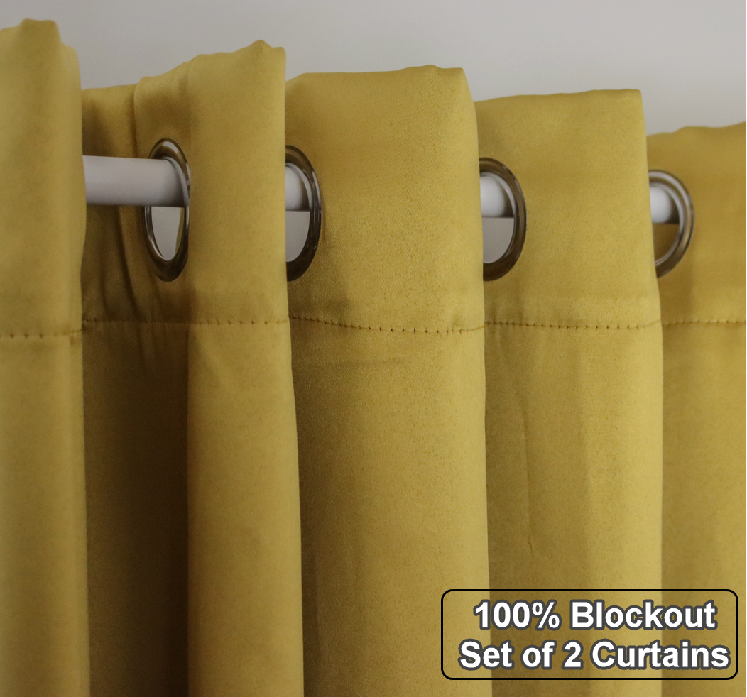 0001 Luxurious Velvet-Satin 100% Blockout Eyelet Curtains 2 in a pack - Trendy Home Decors and Furnishings