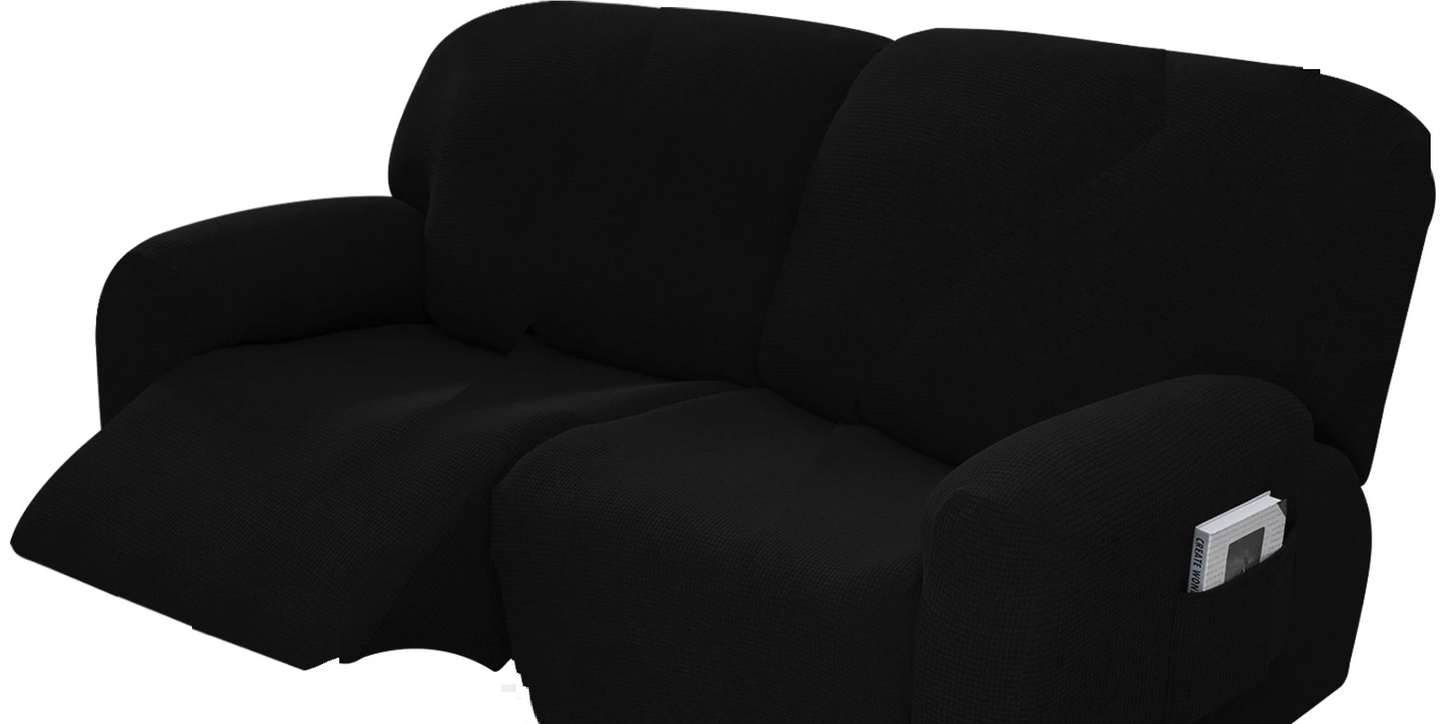 Black slip Covers in Jacquard fabric for Standard Reclining Sofas Couches Lounges Chairs