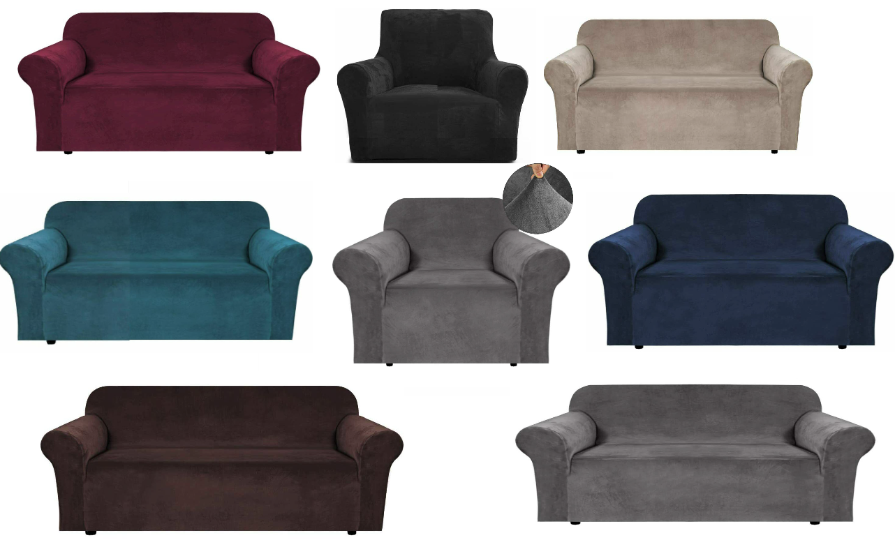 Velvet Fabric Straight Standard Sofa Covers- #1#2#3#4 seaters