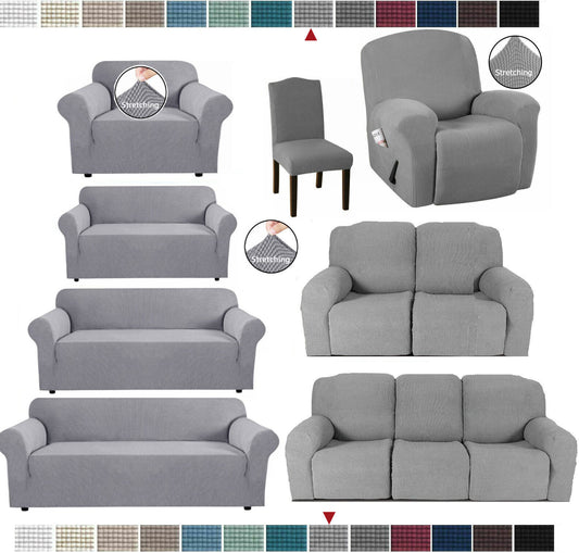 0 LightGrey-JacquardFabricCovers for Standard and Reclining Sofas Couches Lounges OfficeDining Chair