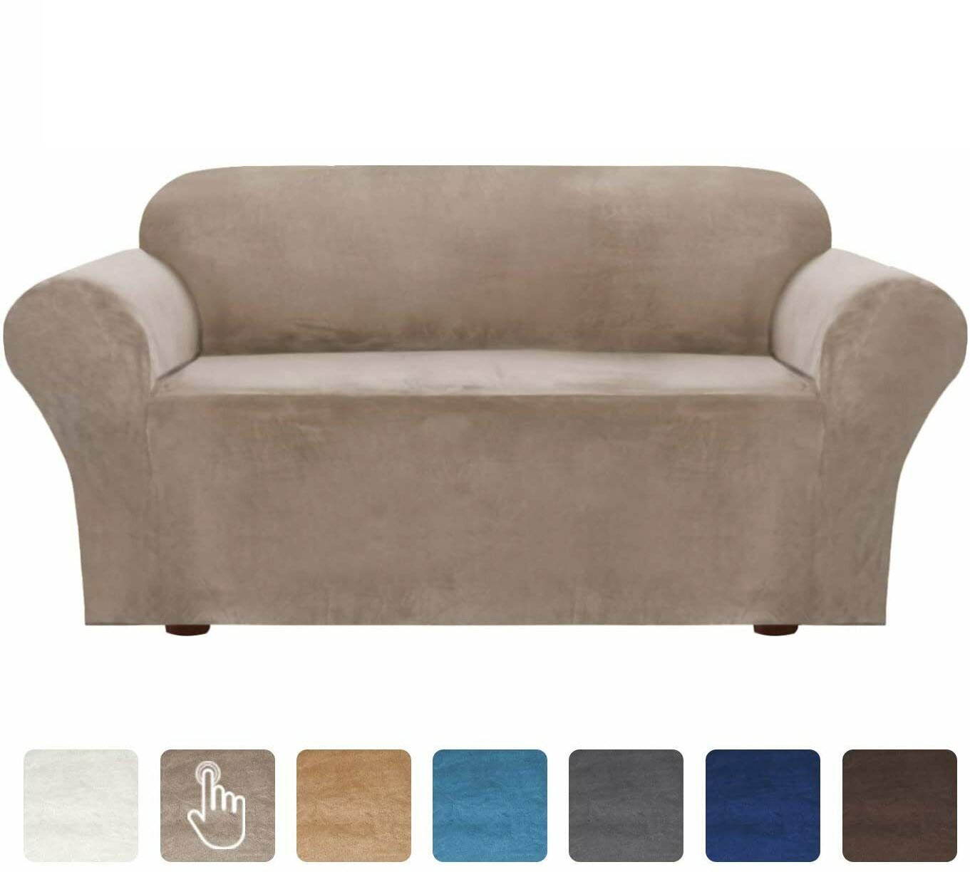 01-Taupe Velvet Cover for Standard and Reclining Sofas Couches Lounges Chairs Beige