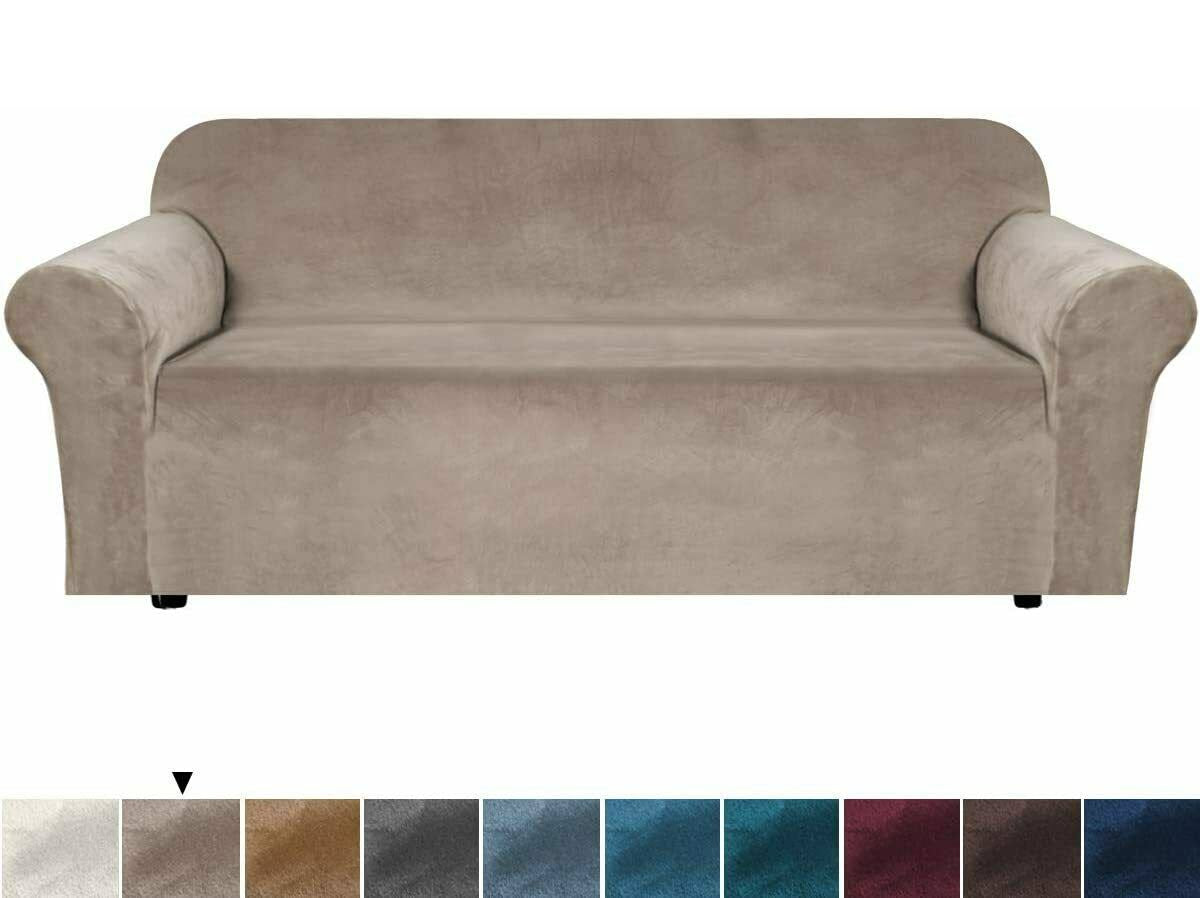 01-Taupe Velvet Cover for Standard and Reclining Sofas Couches Lounges Chairs Beige