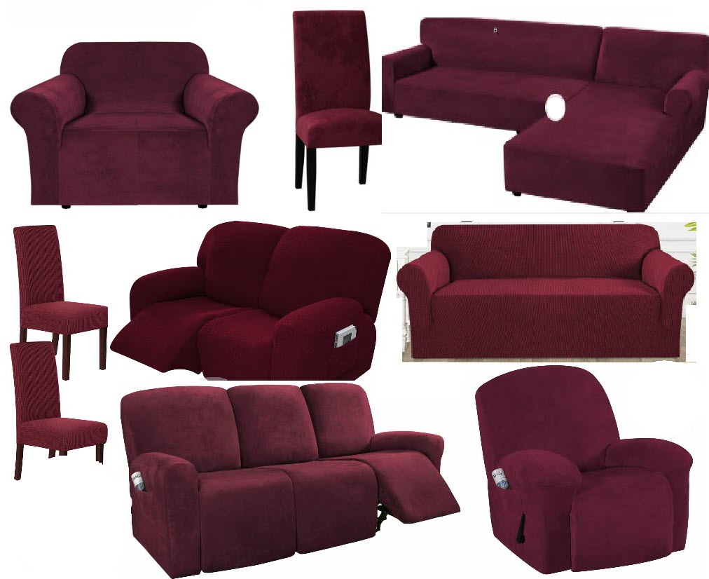 0 Burgundy Velvet Cover for Standard and Reclining Sofas Couches Lounges