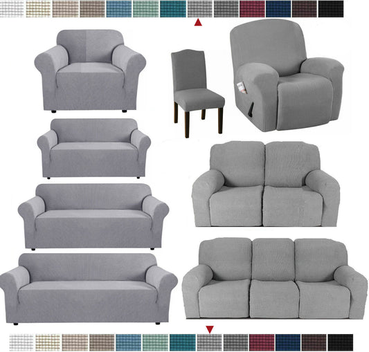 0 LightGrey-JacquardFabricCovers for Standard and Reclining Sofas Couches Lounges OfficeDining Chair