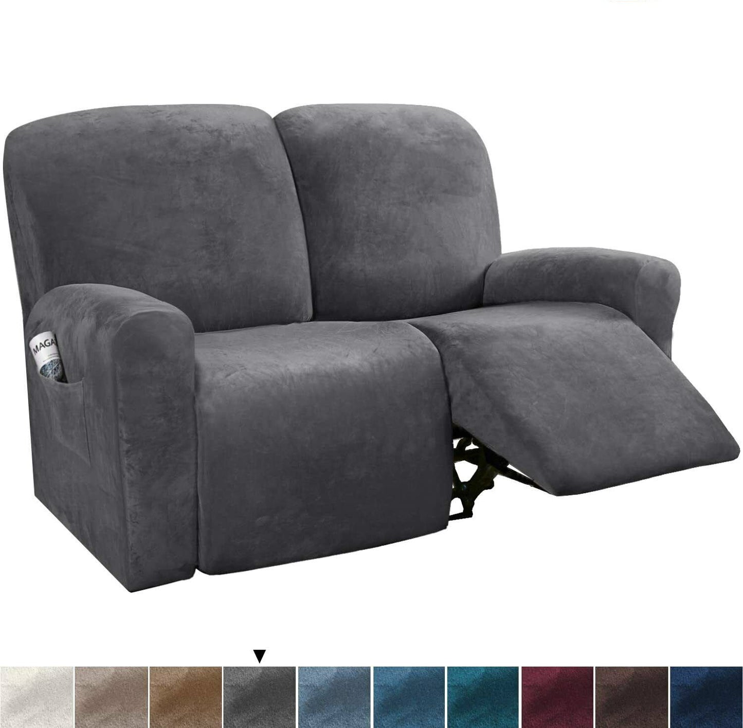 00 DarkGrey Velvet Cover for Standard and Reclining Sofas Couches Lounges Dining Chair