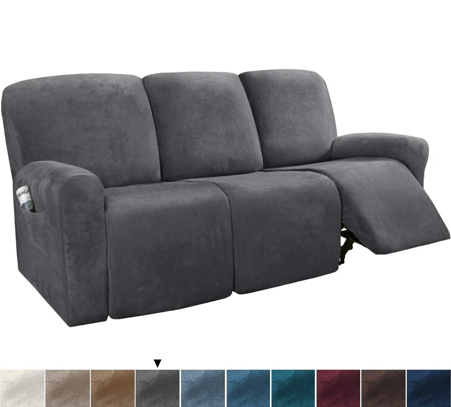 00 DarkGrey Velvet Cover for Standard and Reclining Sofas Couches Lounges Dining Chair