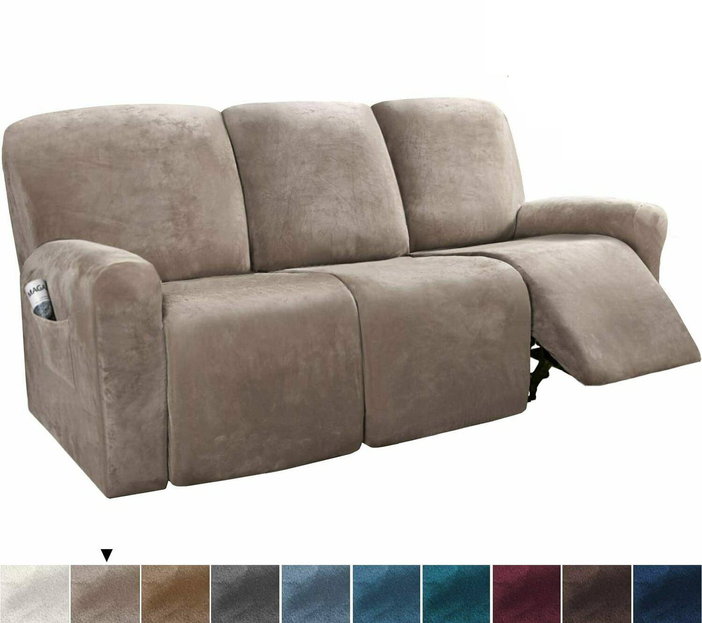 01-Taupe Velvet Cover for Standard and Reclining Sofas Couches Lounges Chairs Beige