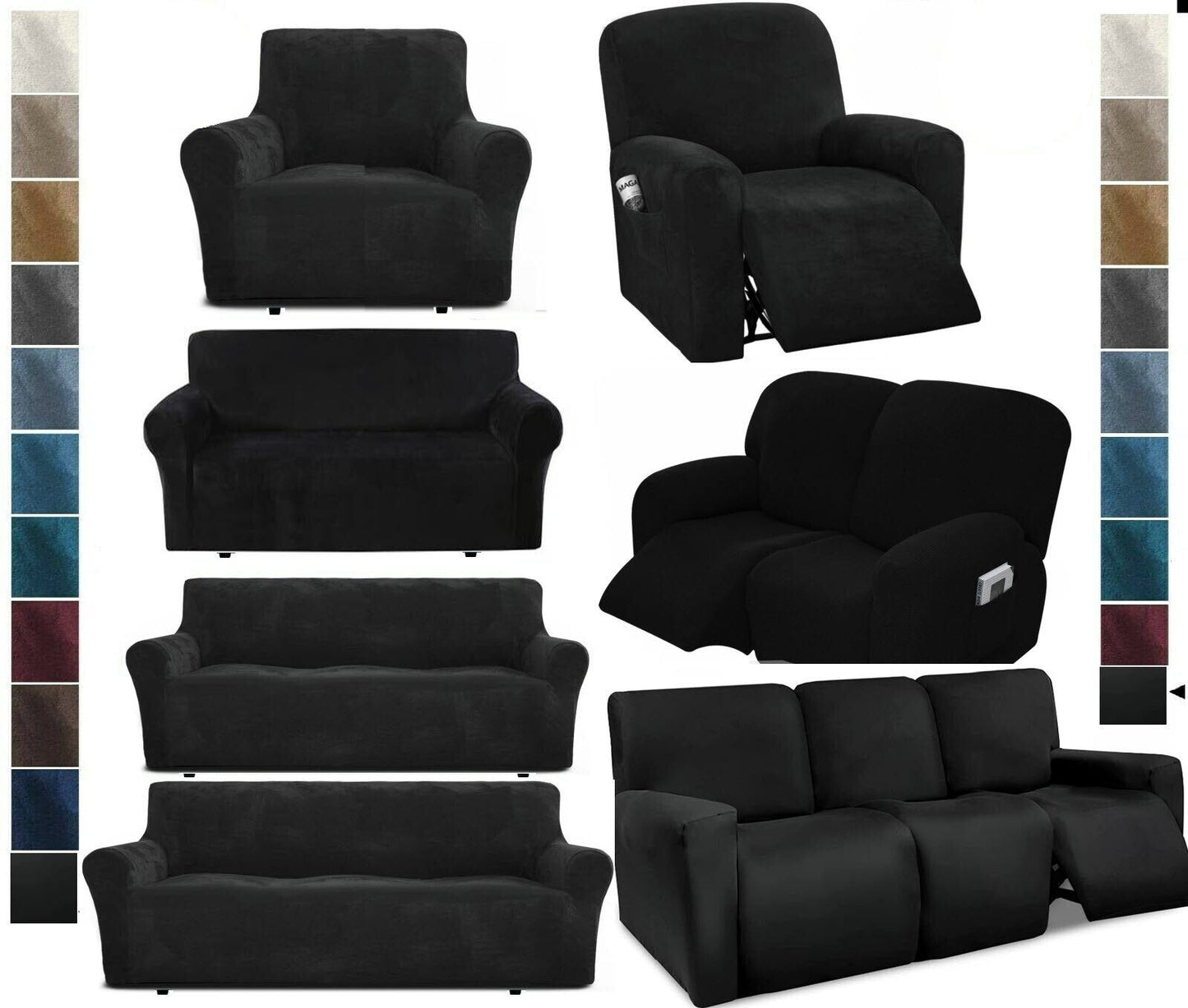 0 Black Velvet Cover for Standard and Reclining Sofas Couches Lounges Chairs