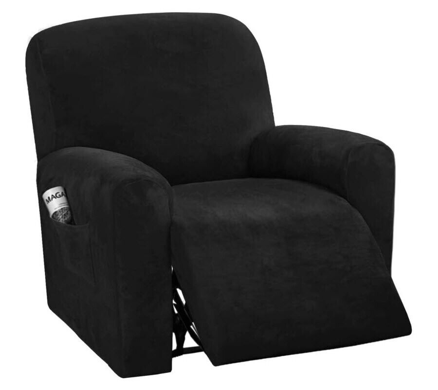 0 Black Velvet Cover for Standard and Reclining Sofas Couches Lounges Chairs - Trendy Home Decors and Furnishings