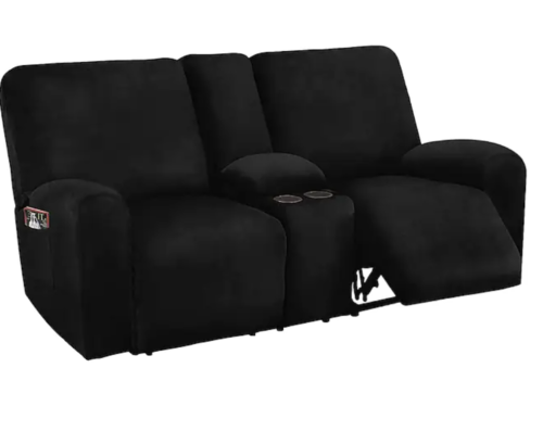 0 Black Velvet Cover for Standard and Reclining Sofas Couches Lounges Chairs - Trendy Home Decors and Furnishings