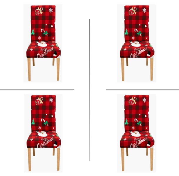 Christmas Dining Chair Covers Lycra - santa and reindeer design