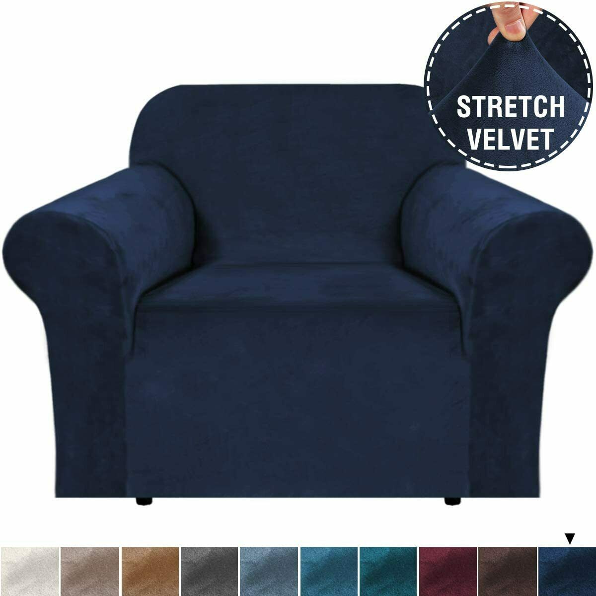 NavyDarkBlue Velvet Cover for Standard and Reclining Sofas Couches Lounges Chairs - Trendy Home Decors and Furnishings