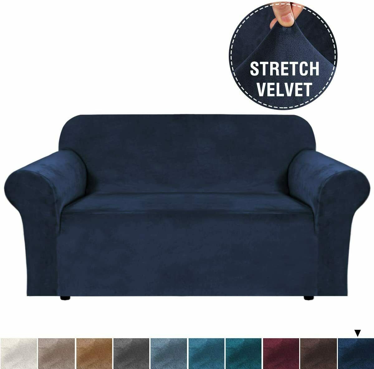 NavyDarkBlue Velvet Cover for Standard and Reclining Sofas Couches Lounges Chairs - Trendy Home Decors and Furnishings