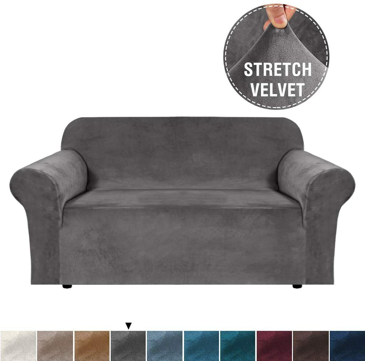 DarkGrey Velvet Cover for Standard and Reclining Sofas Couches Lounges Dining Chair - Trendy Home Decors and Furnishings