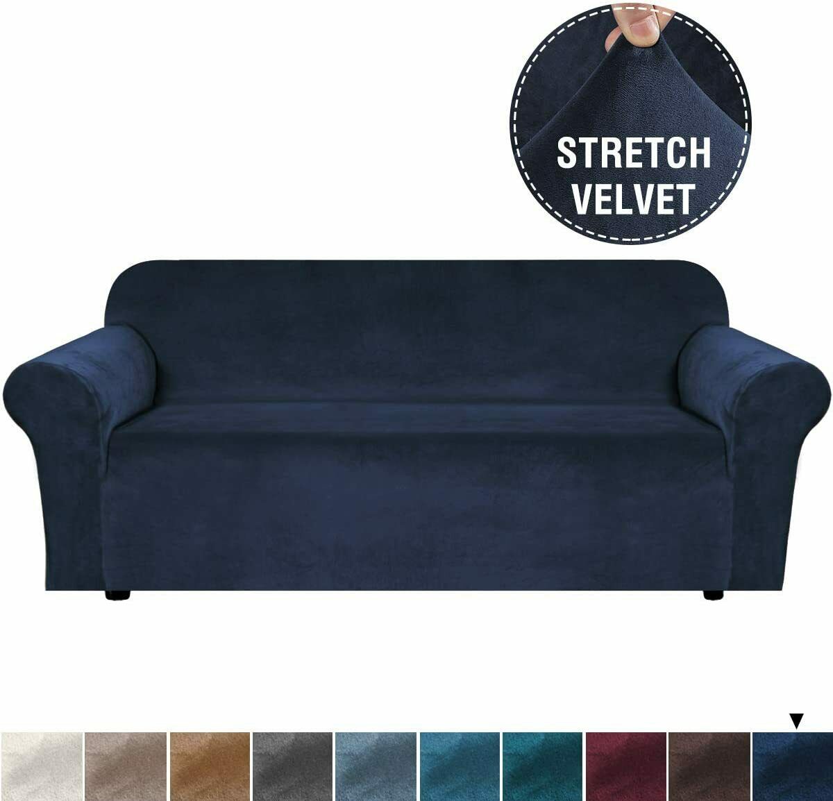 NavyDarkBlue Velvet Cover for Standard and Reclining Sofas Couches Lounges Chairs - Trendy Home Decors and Furnishings