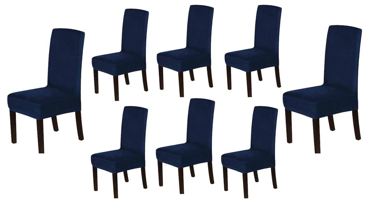 Velvet Fabric - Dining Chair Covers in Grey, Black, Taupe, TealGreen, NavyBlue, Burgundy - Trendy Home Decors and Furnishings