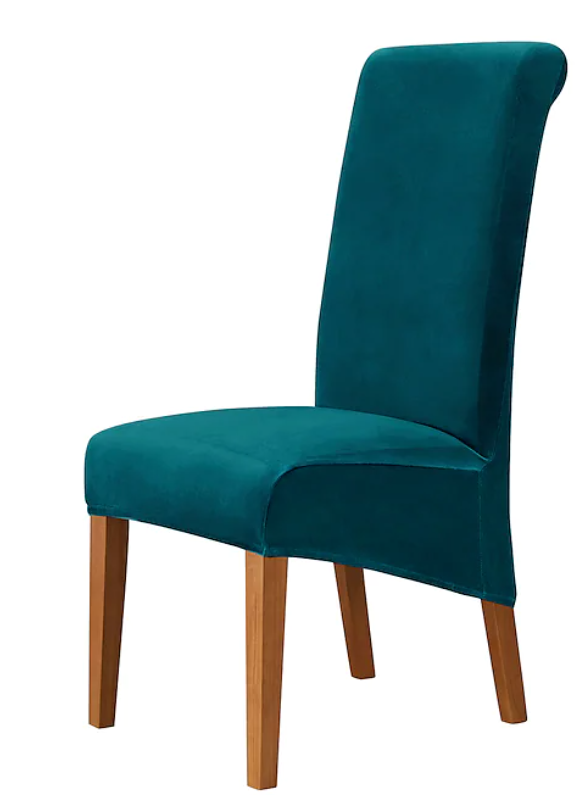 Velvet Fabric - Dining Chair Covers in Grey, Black, Taupe, TealGreen, NavyBlue, Burgundy - Trendy Home Decors and Furnishings