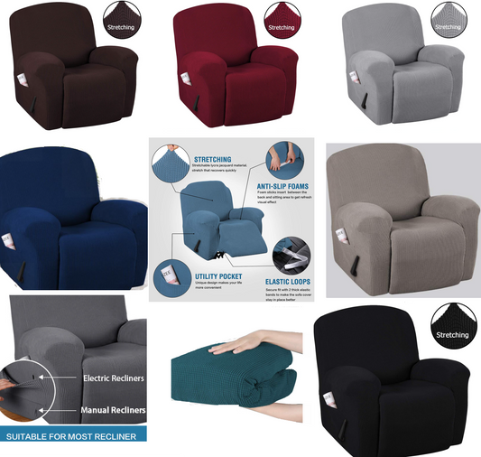 Recliner Chair Covers - Jacquard Fabric - Furniture Protector Washable Slip Cover - Trendy Home Decors and Furnishings