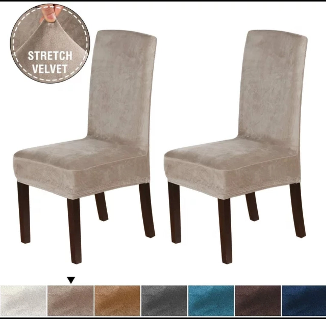 Velvet Fabric - Dining Chair Covers in Grey, Black, Taupe - Trendy Home Decors and Furnishings