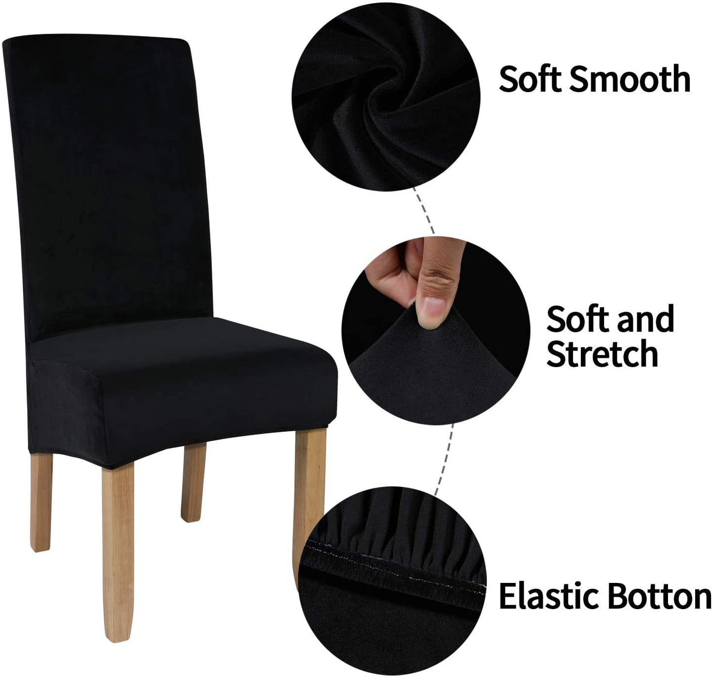 Velvet Fabric - Dining Chair Covers in Grey and Black - Trendy Home Decors and Furnishings