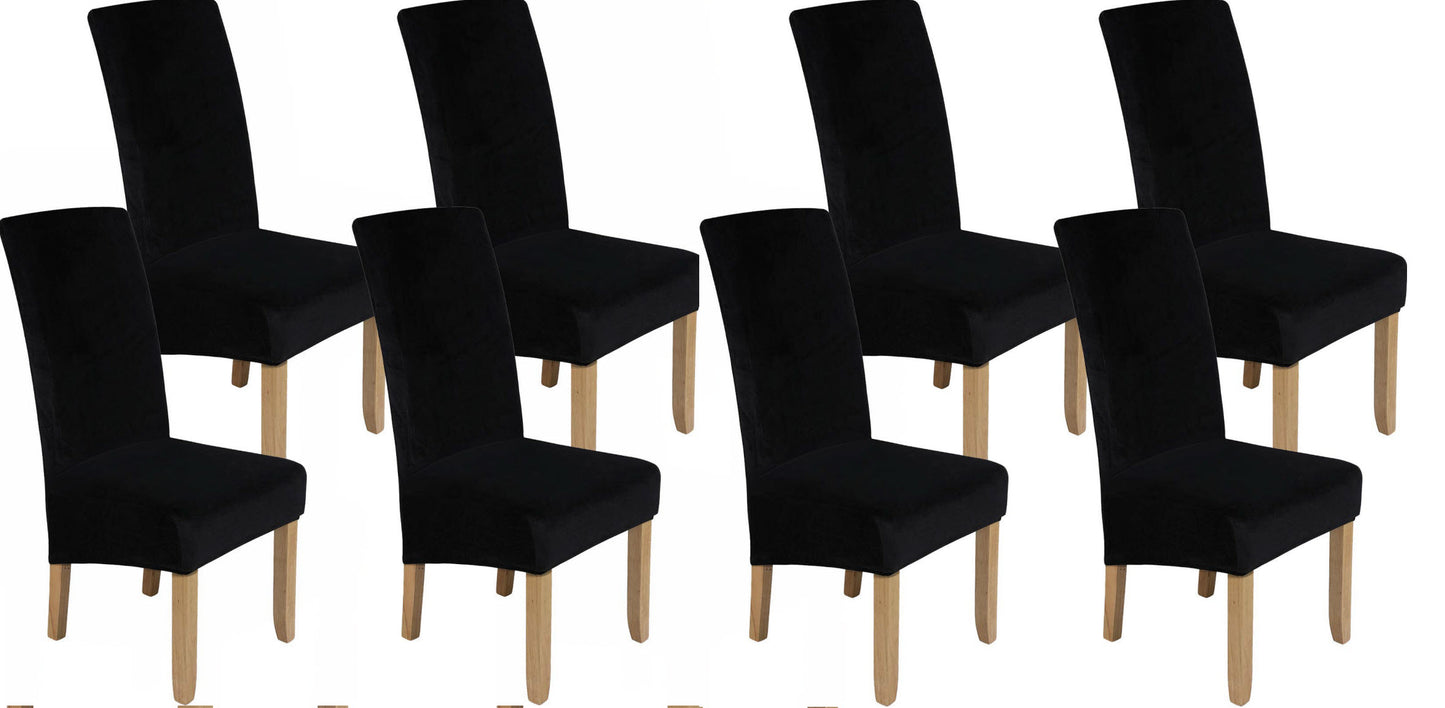 Velvet Fabric - Dining Chair Covers in Grey and Black - Trendy Home Decors and Furnishings