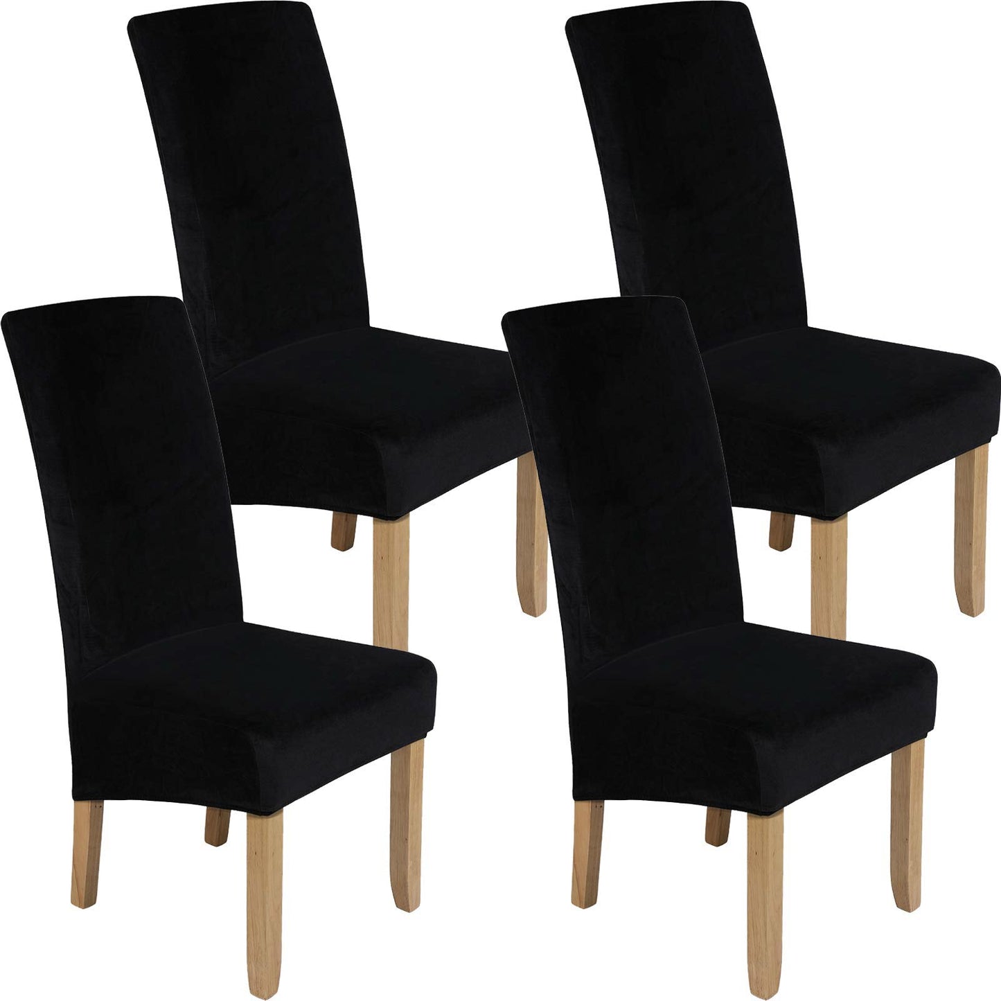 Velvet Fabric - Dining Chair Covers in Grey and Black - Trendy Home Decors and Furnishings