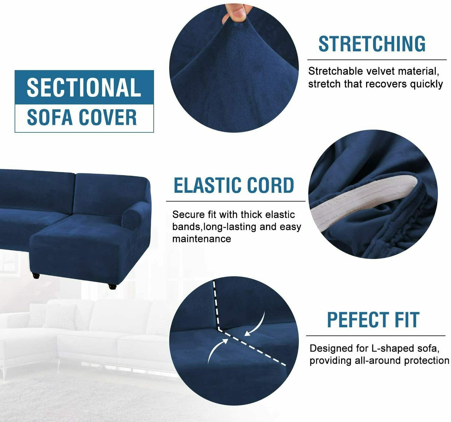 LShape Sofa Cover2-Pieces for Right Or Left Chaise with 2or3 Seat Sectional - Trendy Home Decors and Furnishings