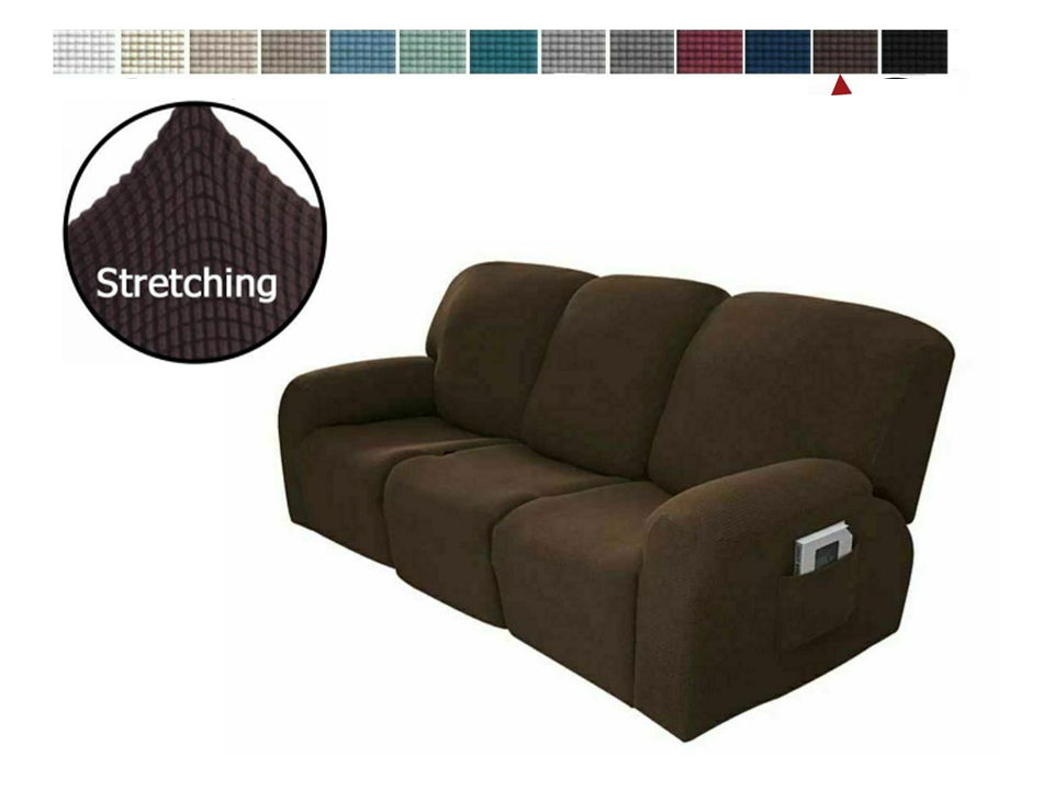 DarkBrown-Recliner 1/2/3 Seater Sofa Covers Slipcover Elastic Stretch Protector Couch Non-floral - Trendy Home Decors and Furnishings