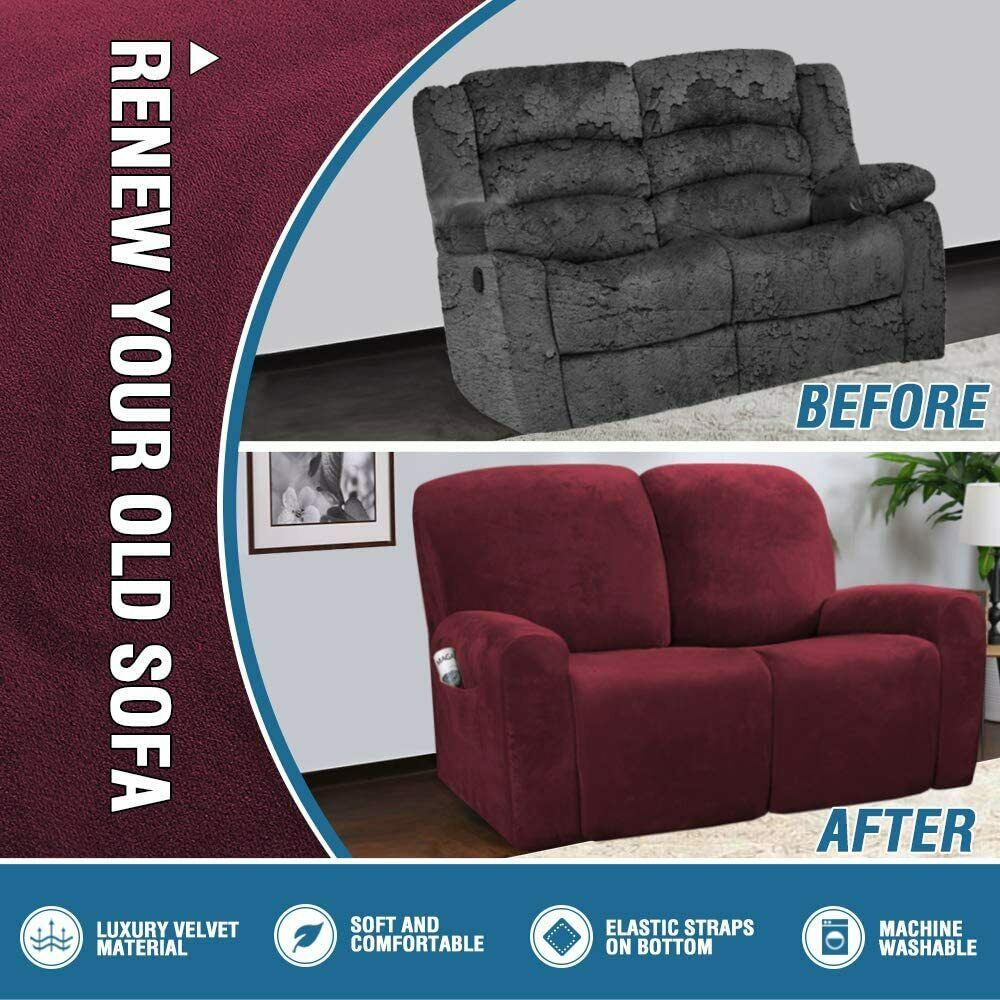 Burgundy Velvet Cover for Standard and Reclining Sofas Couches Lounges - Trendy Home Decors and Furnishings