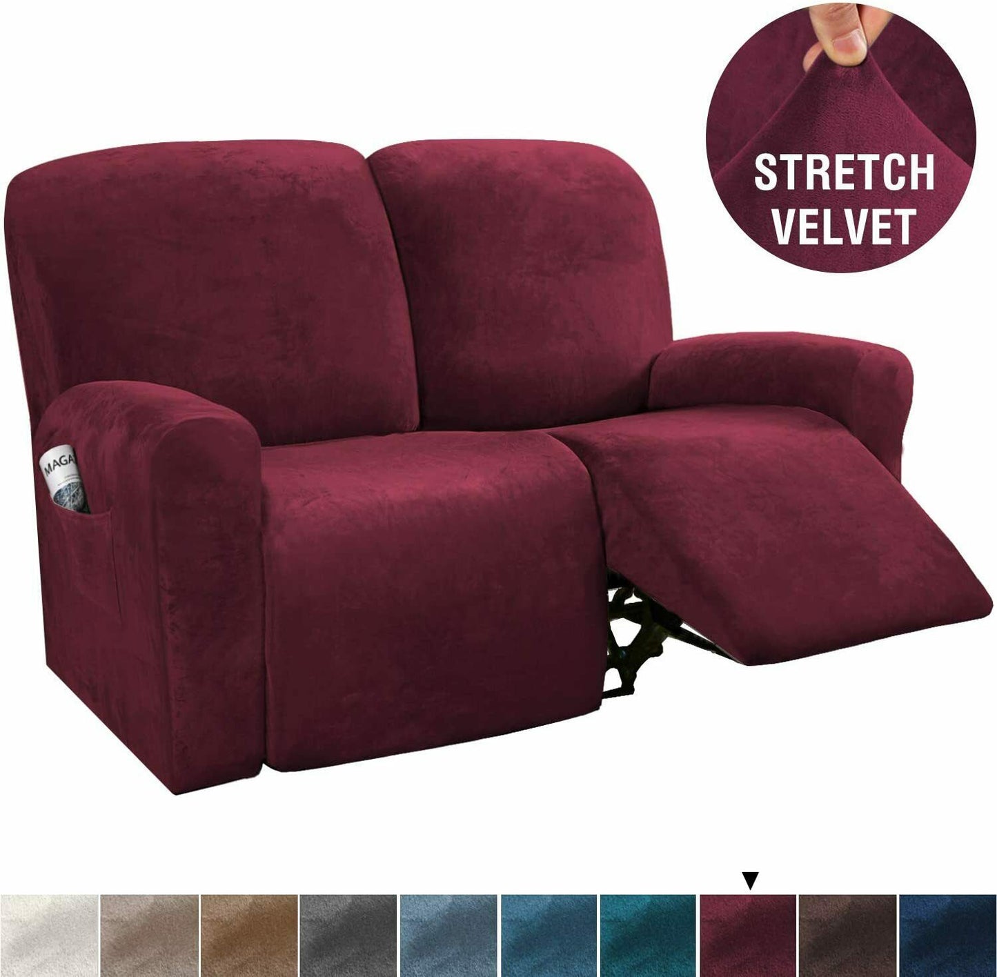 Burgundy Velvet Cover for Standard and Reclining Sofas Couches Lounges - Trendy Home Decors and Furnishings