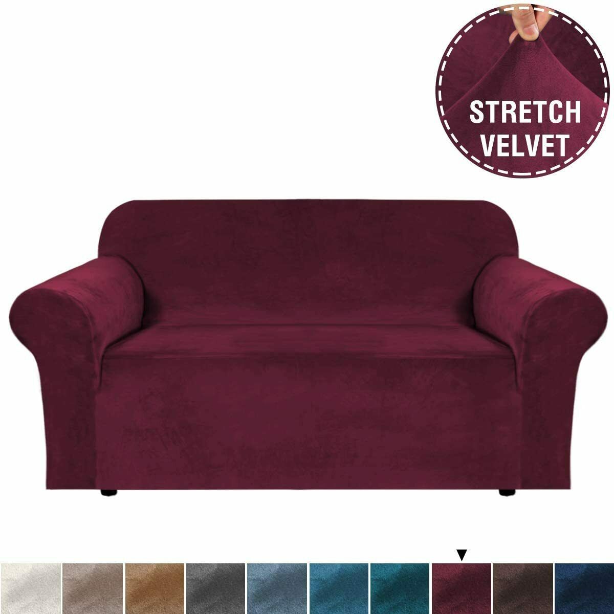 Burgundy Velvet Cover for Standard and Reclining Sofas Couches Lounges - Trendy Home Decors and Furnishings