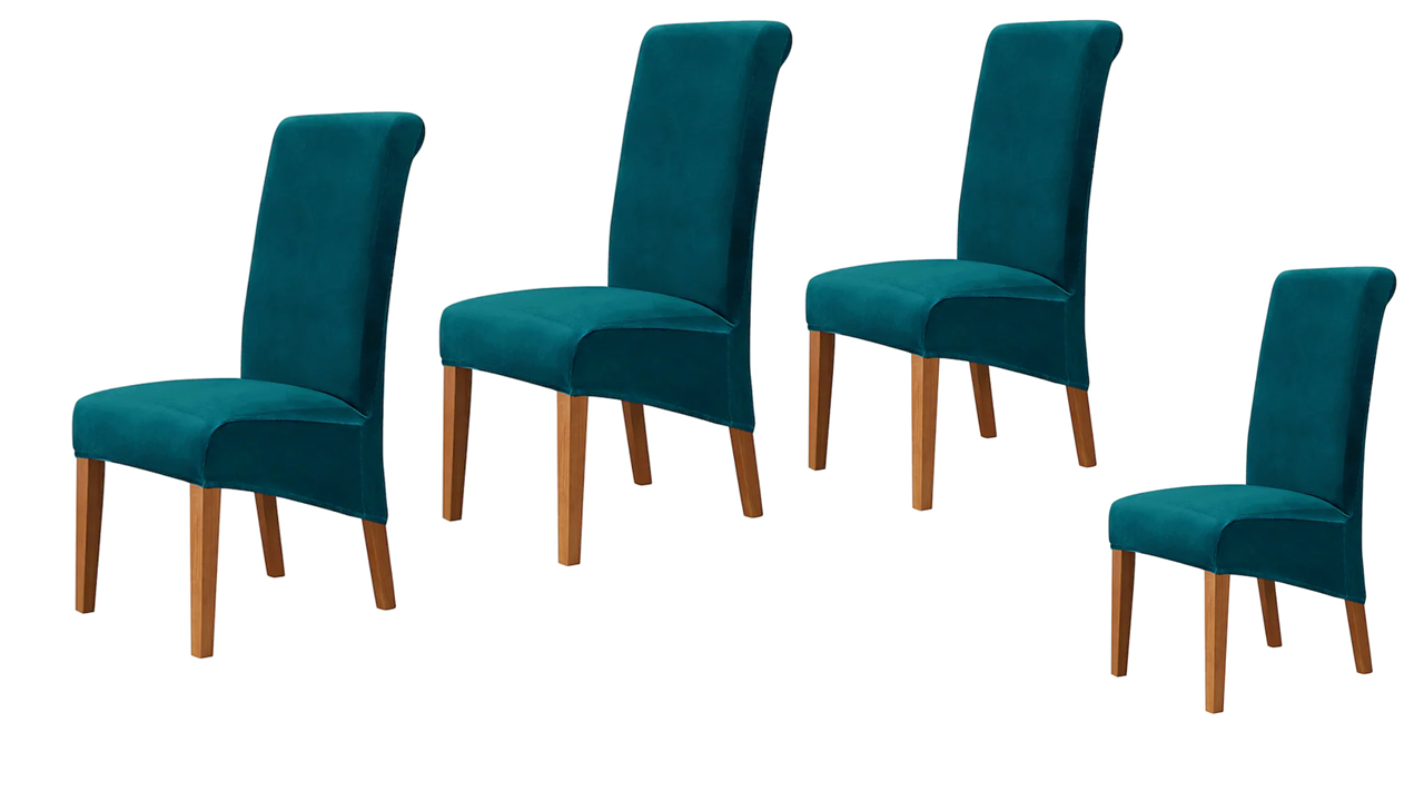 Velvet Fabric - Dining Chair Covers in Grey, Black, Taupe, TealGreen, NavyBlue, Burgundy - Trendy Home Decors and Furnishings