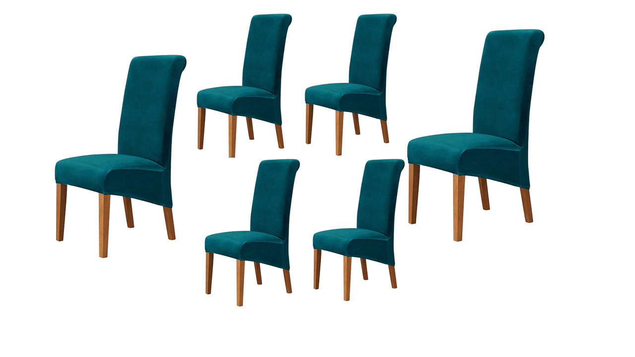 Velvet Fabric - Dining Chair Covers in Grey, Black, Taupe, TealGreen, NavyBlue, Burgundy - Trendy Home Decors and Furnishings