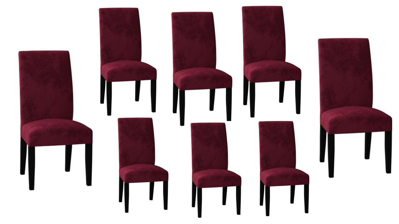 Velvet Fabric - Dining Chair Covers in Grey, Black, Taupe, TealGreen, NavyBlue, Burgundy - Trendy Home Decors and Furnishings