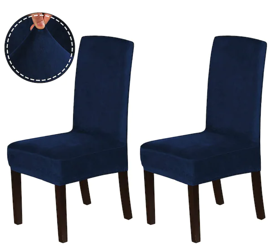 Velvet Fabric - Dining Chair Covers in Grey, Black, Taupe, TealGreen, NavyBlue, Burgundy - Trendy Home Decors and Furnishings