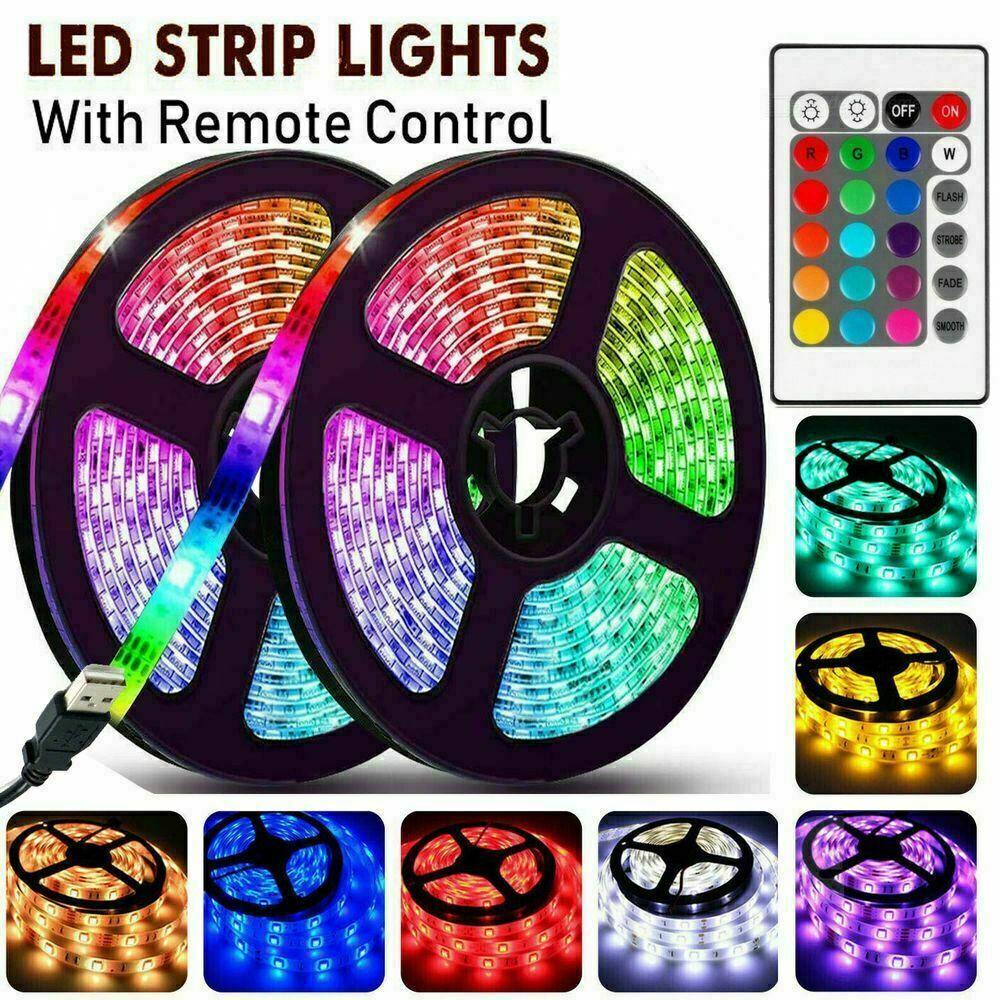 RGB LED Strip Lights IP65 Waterproof 5050 5M 30 LEDs 5V USB Bluetooth #Remote - Trendy Home Decors and Furnishings